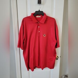 Peter Millar Red Double Mercerized Cotton Polo Shirt Eagle Crest Logo Size XL